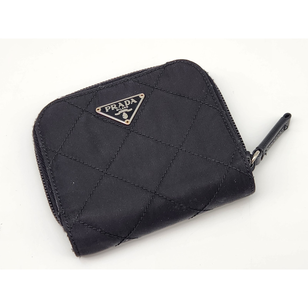 PRADA Nylon Black Quilted Zip Around Wallet